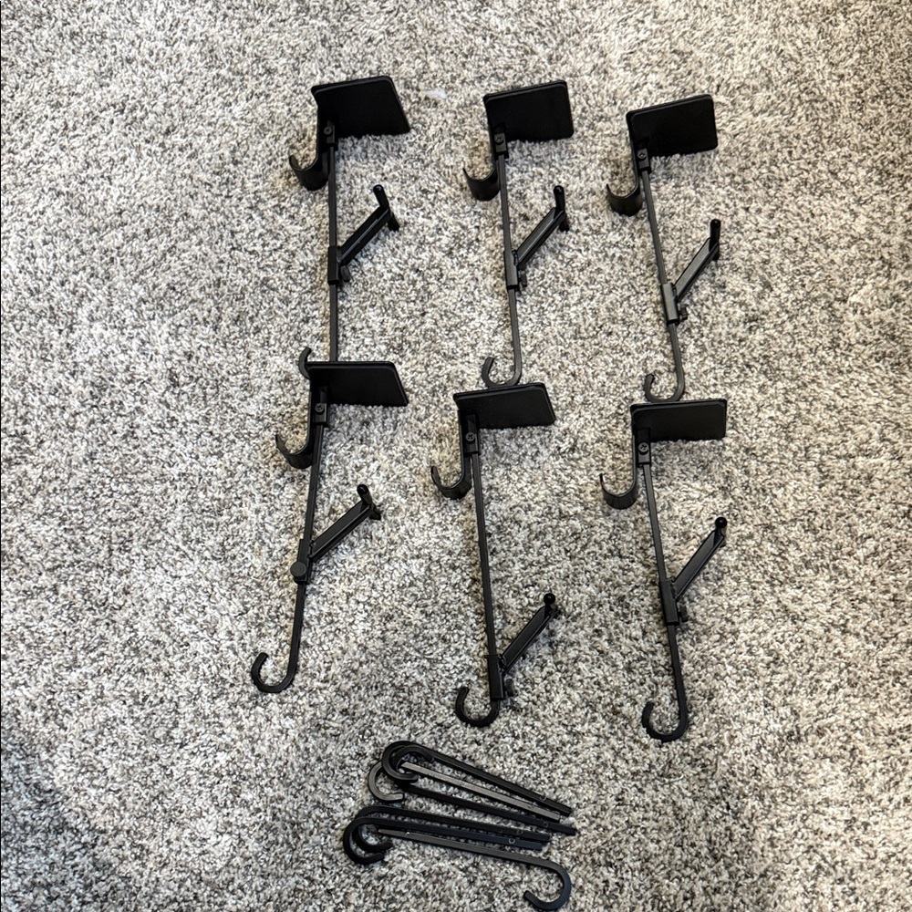 Set of Black Mantel Greenery and Christmas Stocking Clamps.